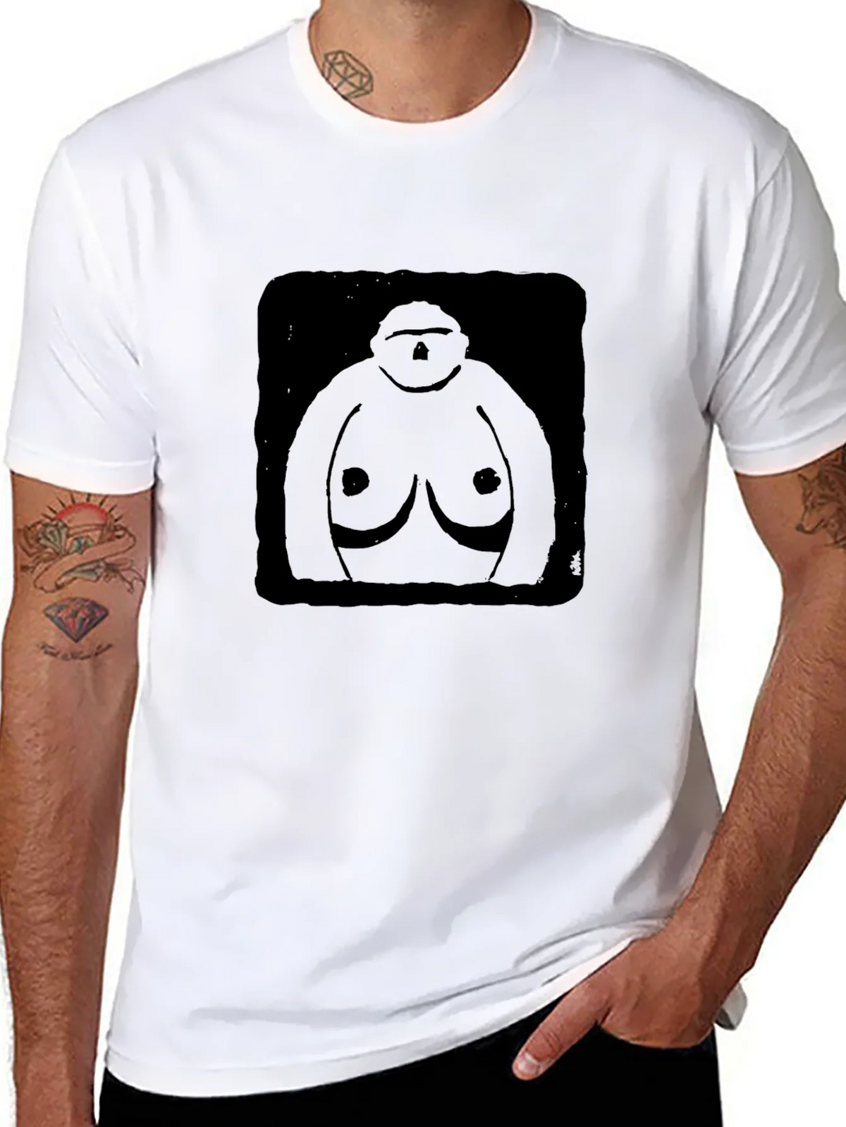 Black Graphic T-Shirt - Abstract Figure Design product image 6