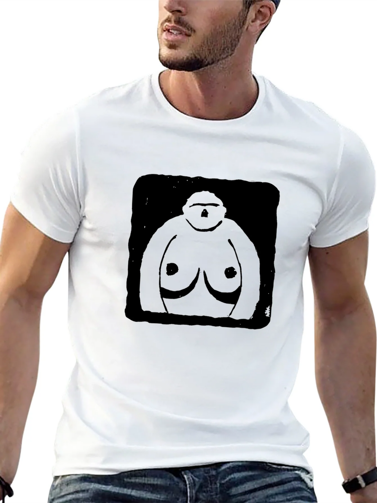 Black Graphic T-Shirt - Abstract Figure Design product image 11