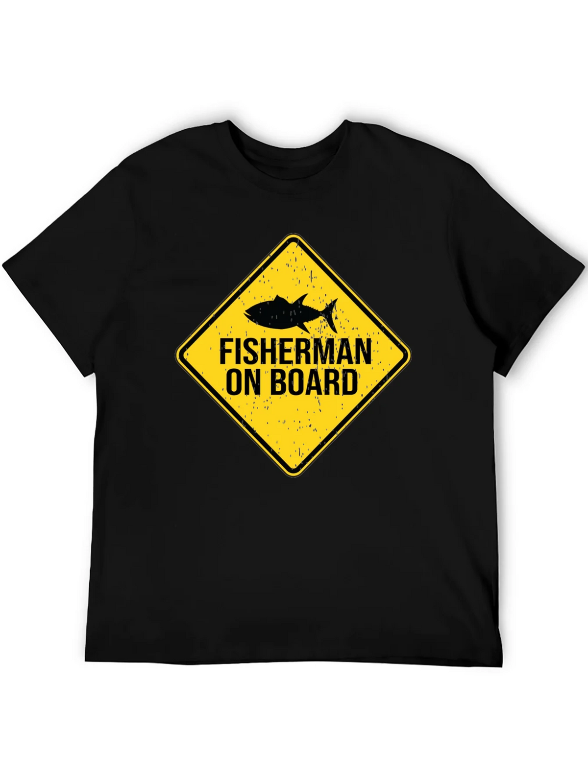 Fisherman On Board Black Cotton T-Shirt product image 5