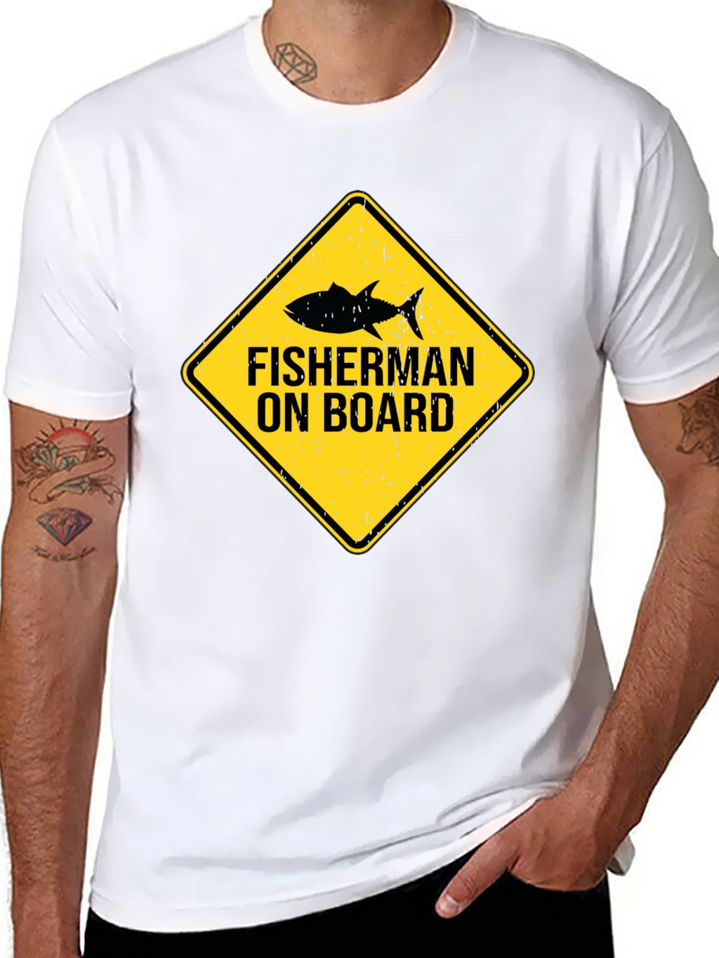 Fisherman On Board Black Cotton T-Shirt product image 7