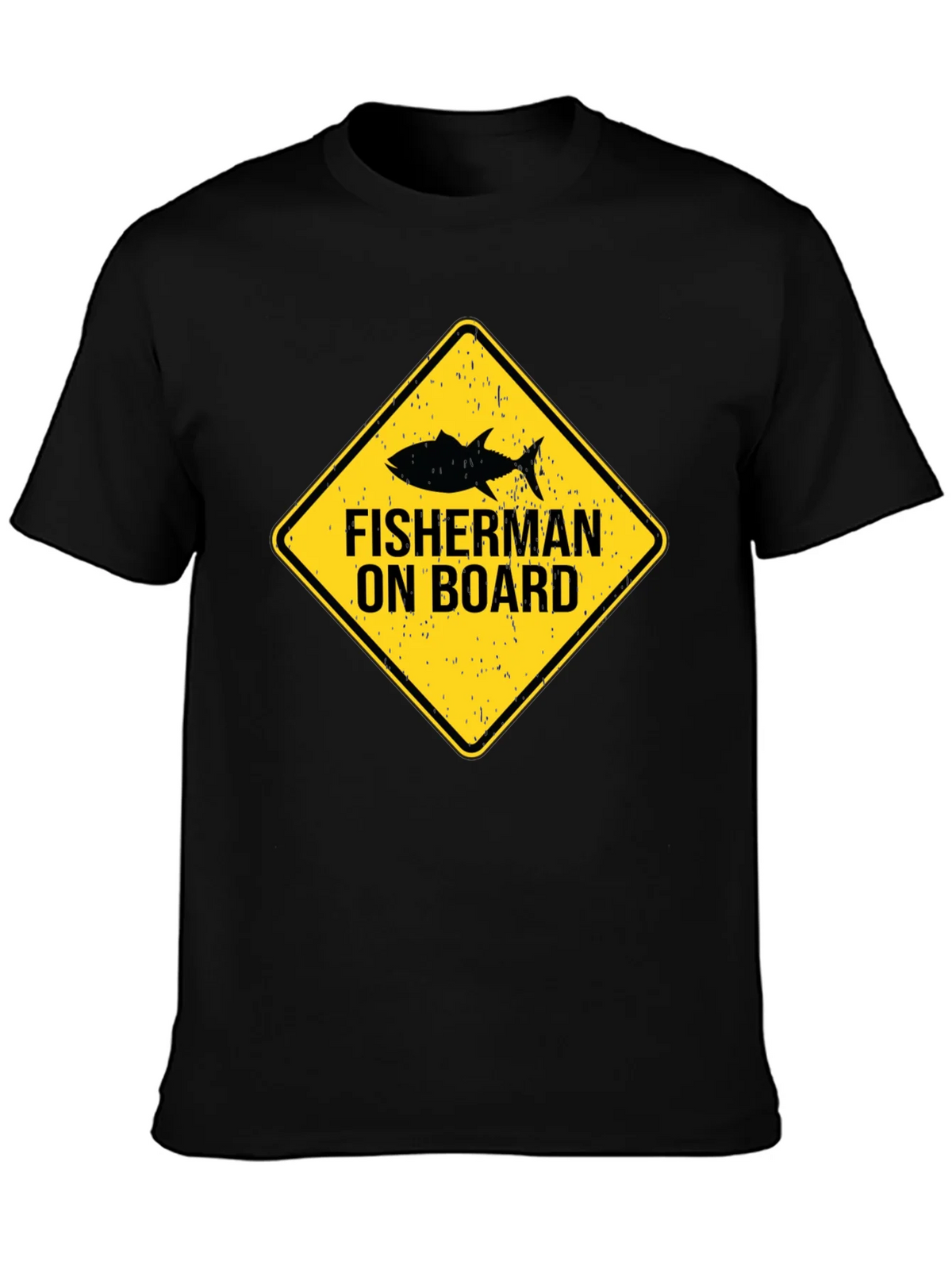 Fisherman On Board Black Cotton T-Shirt product image 3