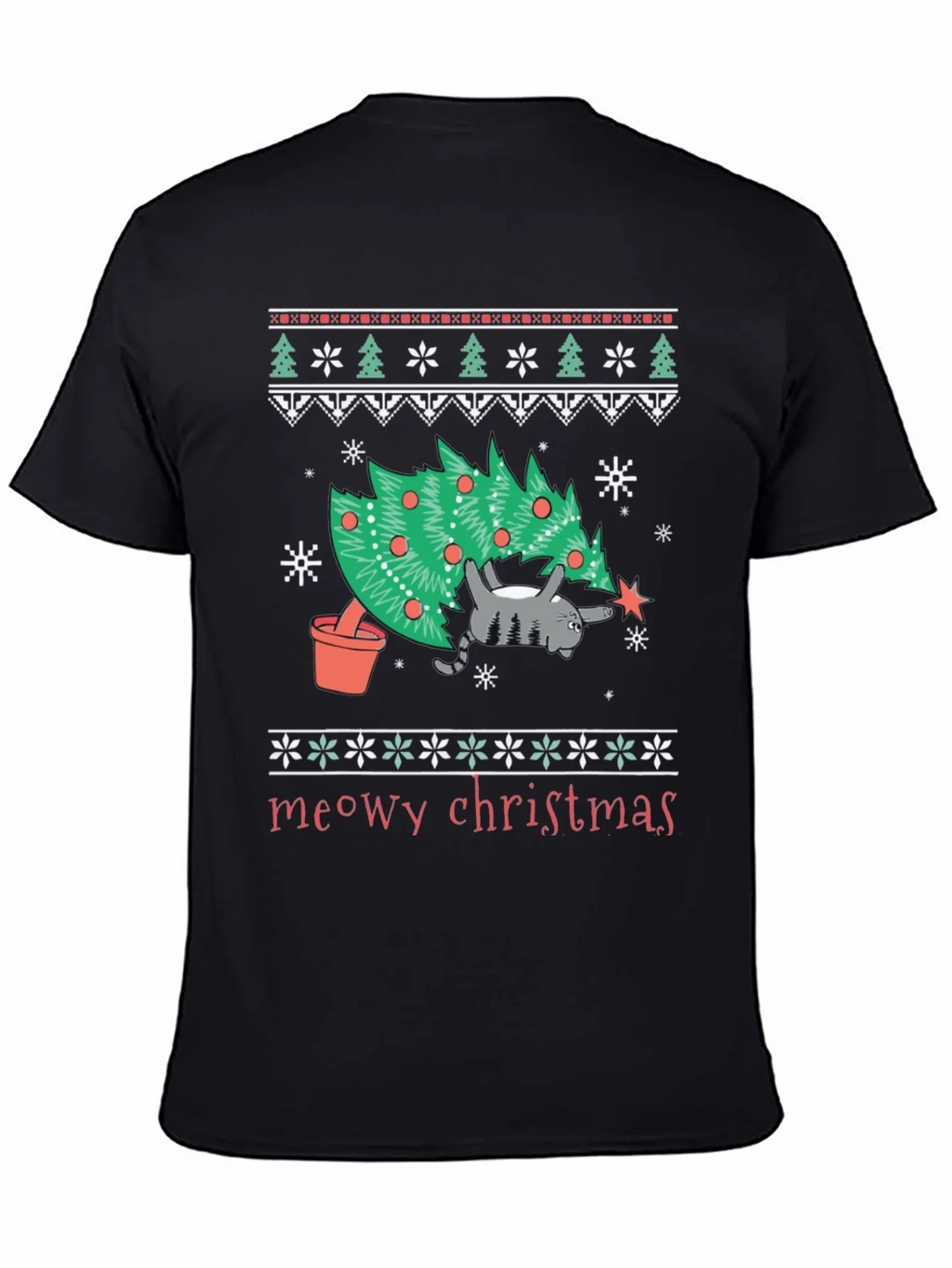 Meowy Christmas Cat T-Shirt - Festive Holiday Tee product image 4