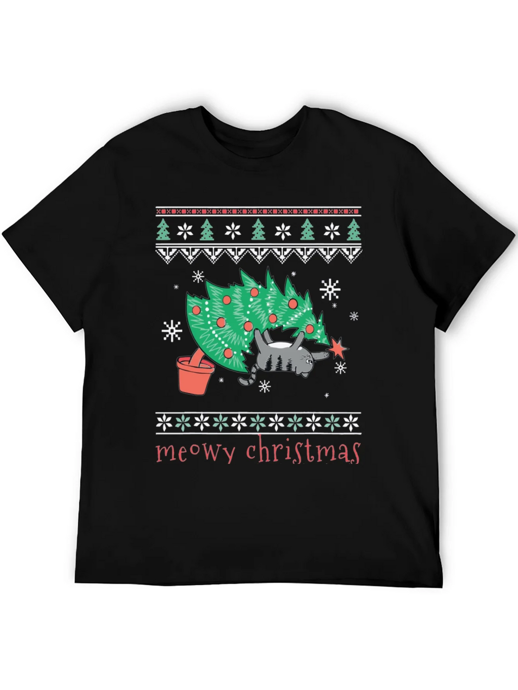 Meowy Christmas Cat T-Shirt - Festive Holiday Tee product image 5