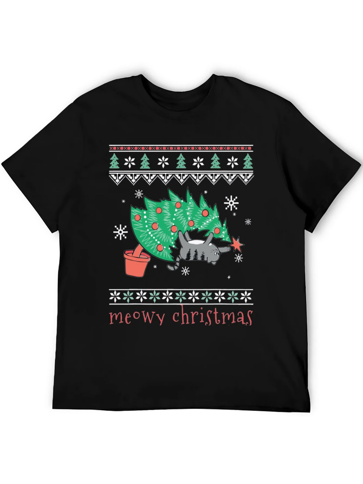 Meowy Christmas Cat T-Shirt - Festive Holiday Tee product image 5