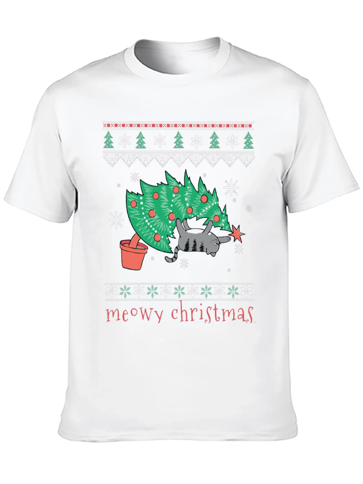 Meowy Christmas Cat T-Shirt - Festive Holiday Tee product image 9