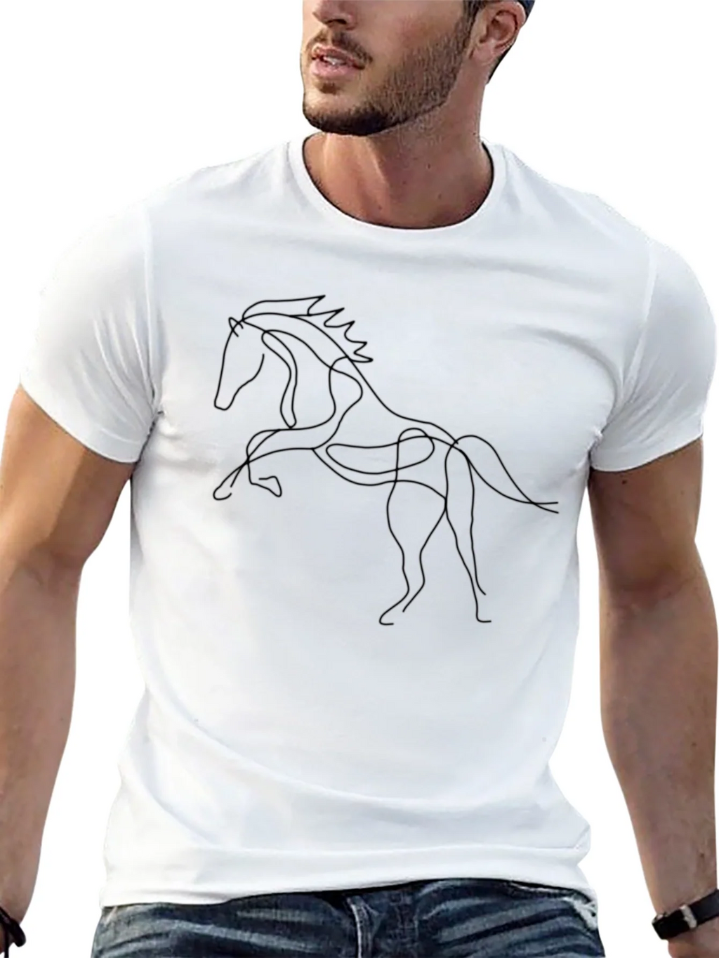 Black Horse Line Art Graphic Tee - Stylish Minimalist Design product image 12