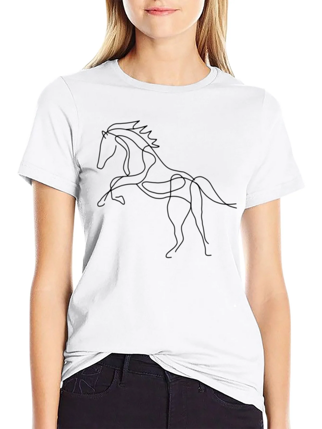Black Horse Line Art Graphic Tee - Stylish Minimalist Design product image 8