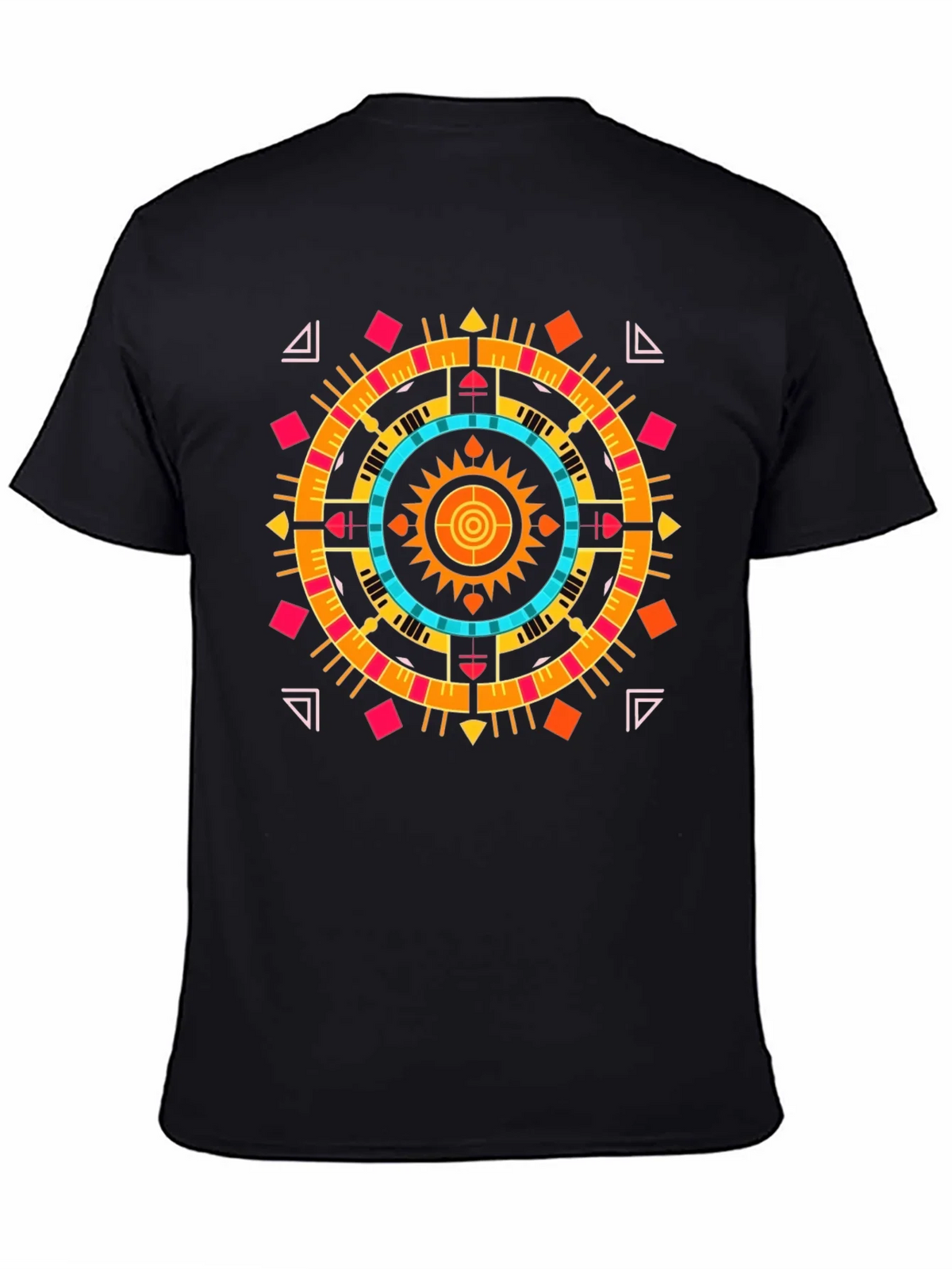 Geometric Aztec Print Tee - Stylish Black Cotton T-Shirt product image 4