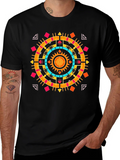 Geometric Aztec Print Tee - Stylish Black Cotton T-Shirt product image 1
