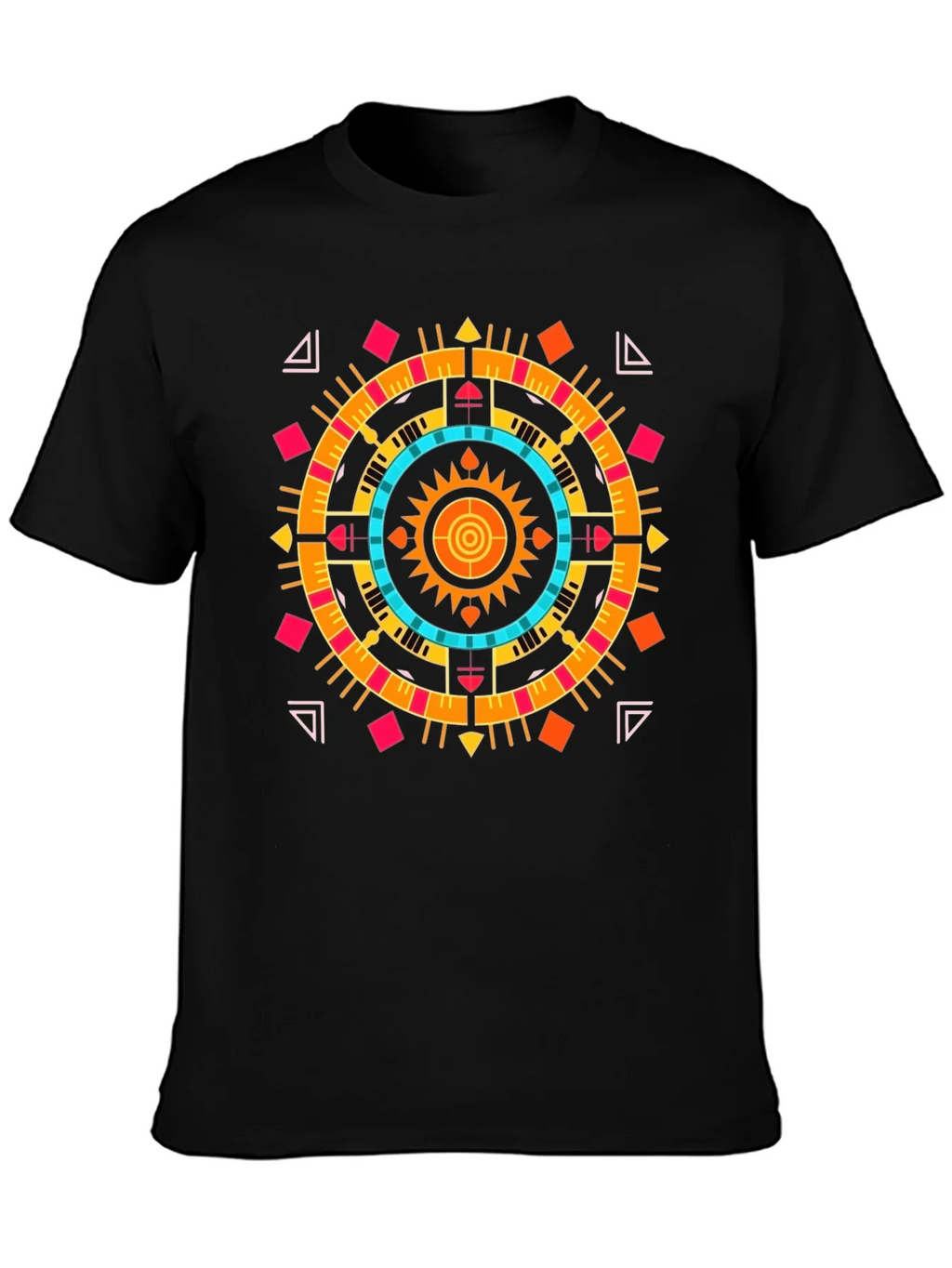 Geometric Aztec Print Tee - Stylish Black Cotton T-Shirt product image 3