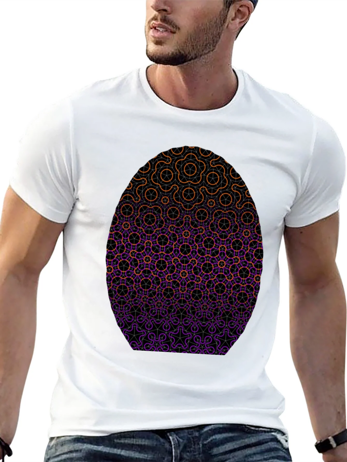 Geometric Egg Design Black T-Shirt product image 12