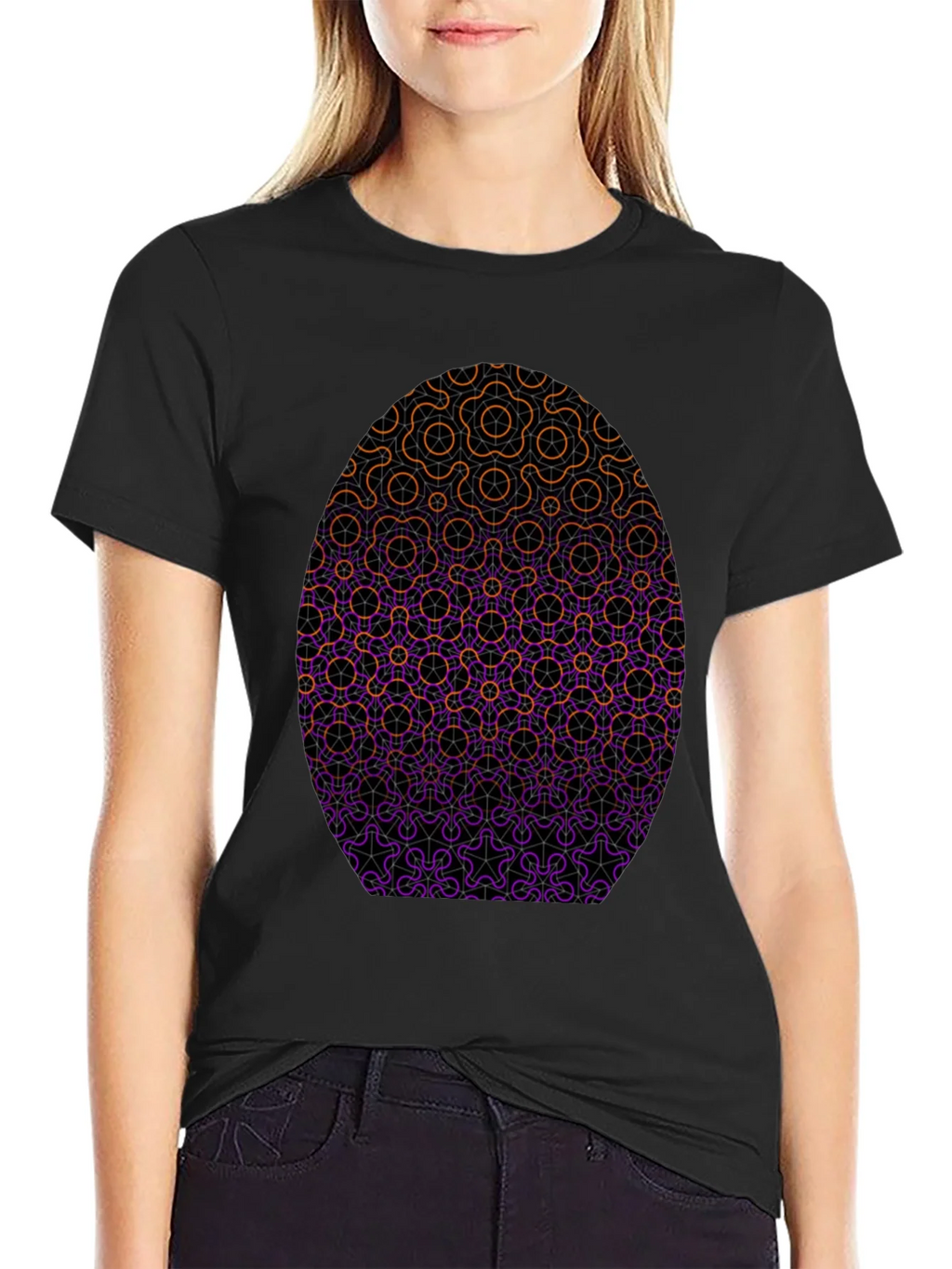 Geometric Egg Design Black T-Shirt product image 2
