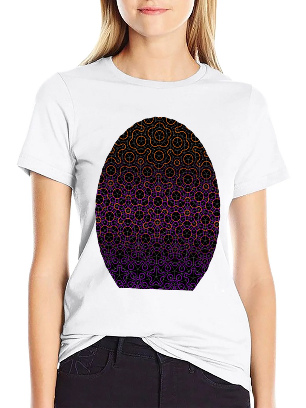 Geometric Egg Design Black T-Shirt product image 8