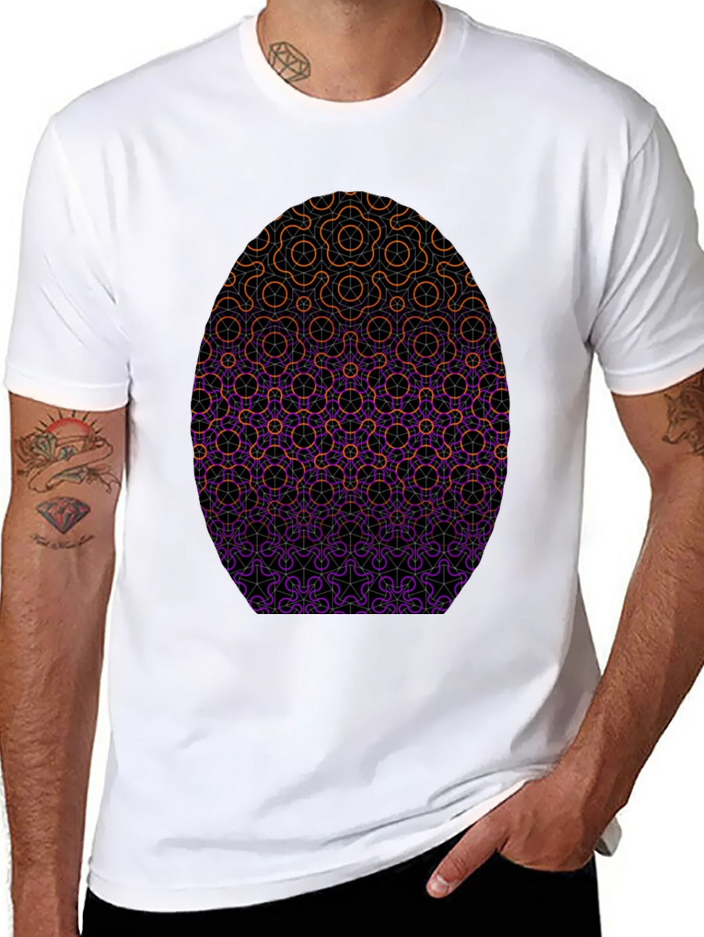 Geometric Egg Design Black T-Shirt product image 7