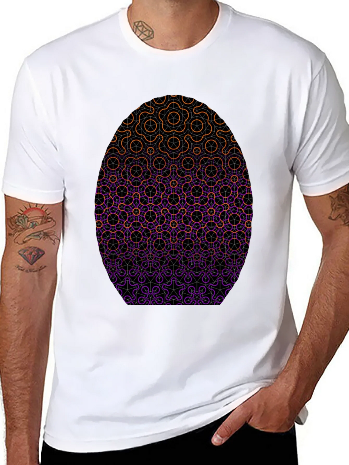 Geometric Egg Design Black T-Shirt product image 7