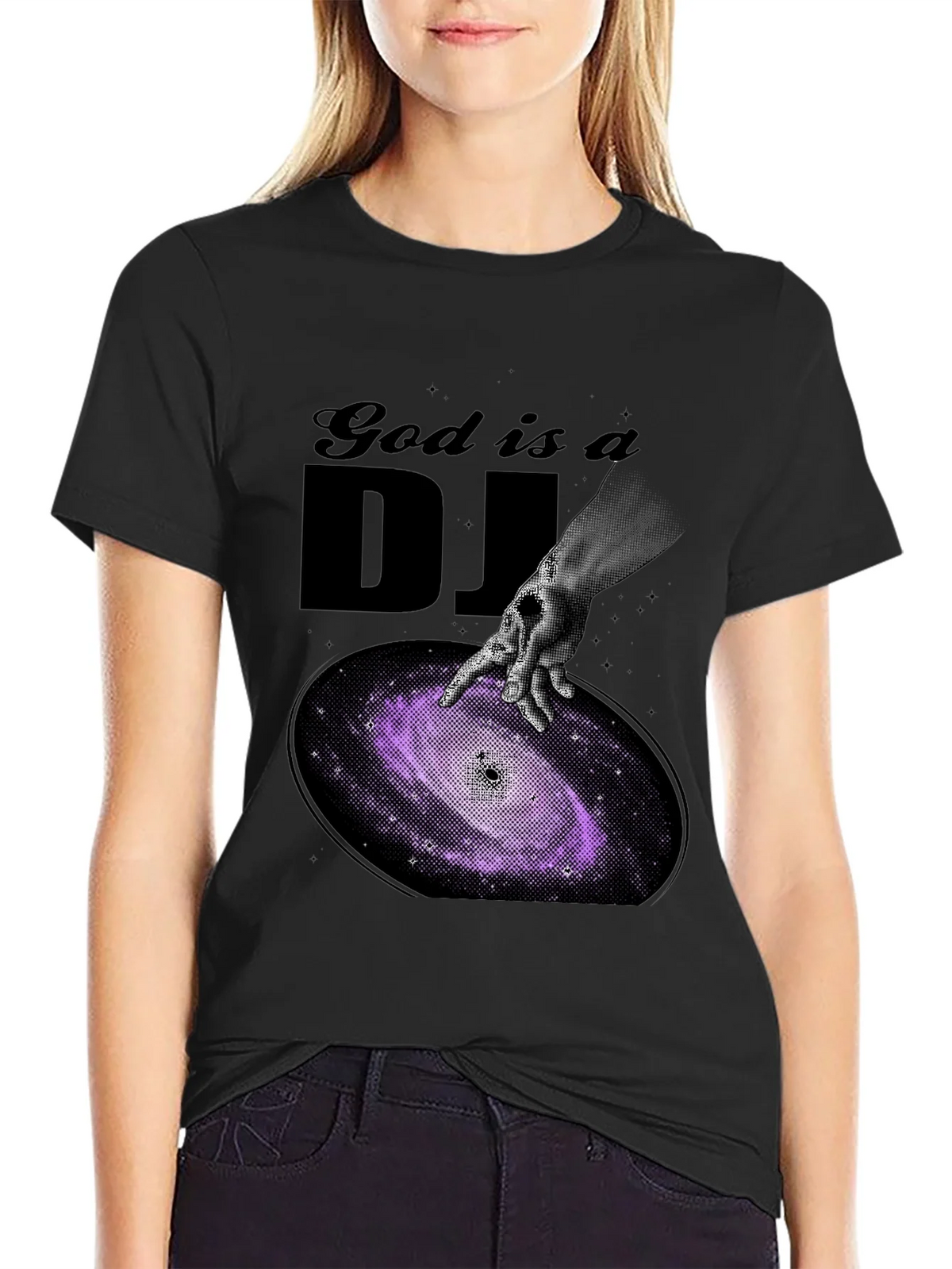 God is a DJ Graphic T-Shirt - Unique Galaxy Design product image 2