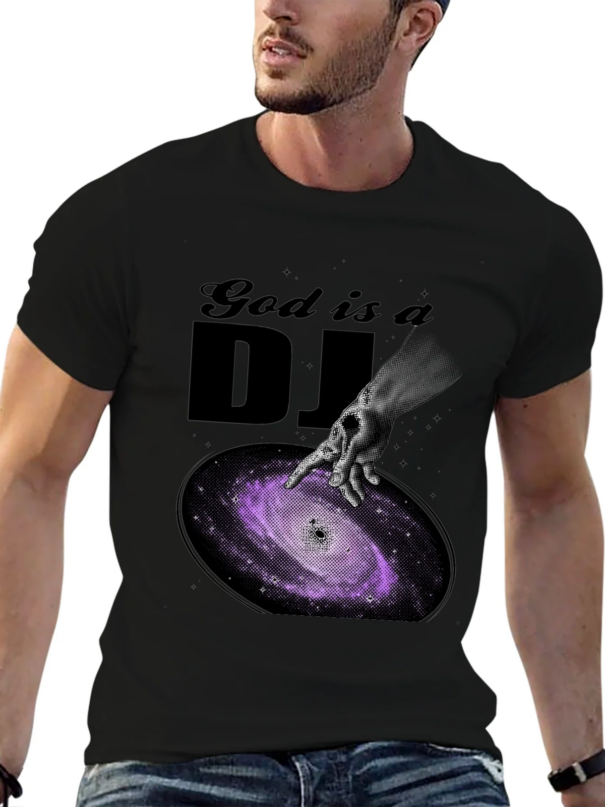 God is a DJ Graphic T-Shirt - Unique Galaxy Design product image 6