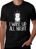 Owl I Wake Up All Night Graphic Tee - Black Cotton T-Shirt product image 1