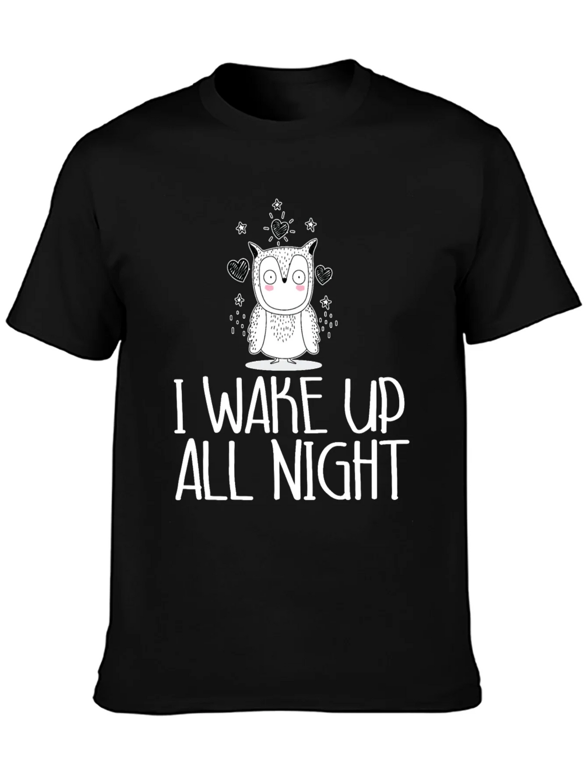 Owl I Wake Up All Night Graphic Tee - Black Cotton T-Shirt product image 3