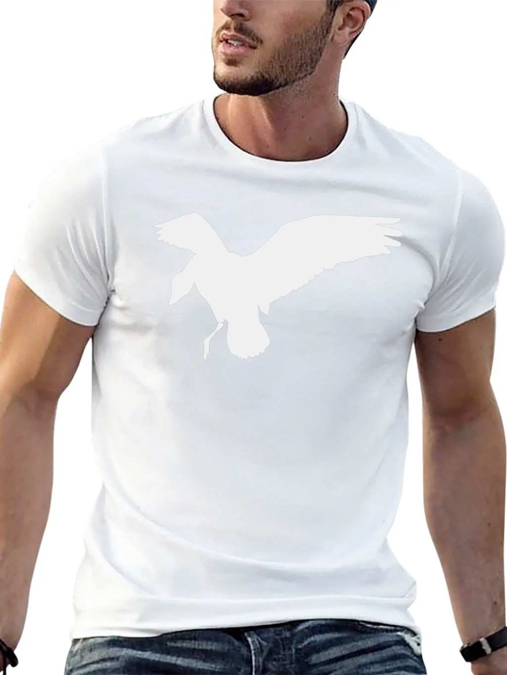 Black T-Shirt with White Bird Graphic product image 12