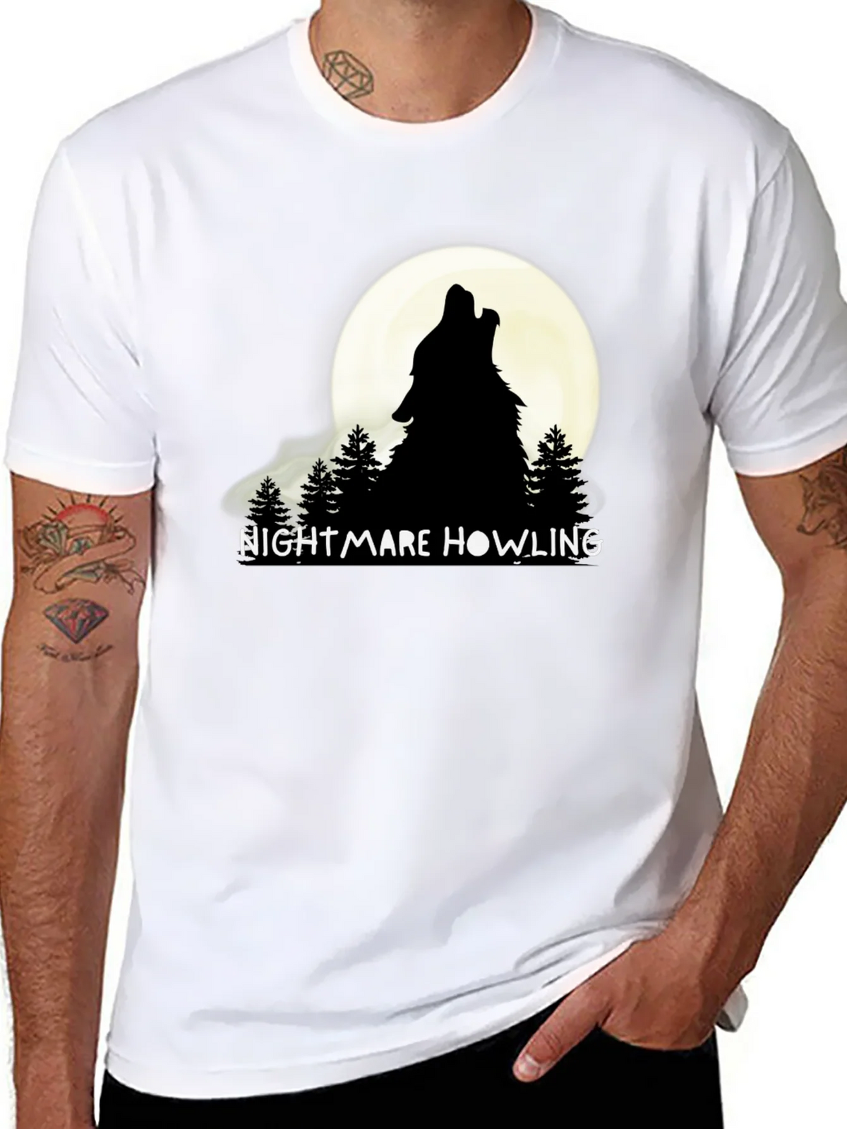 Nightmare Howling Wolf Graphic T-Shirt product image 7