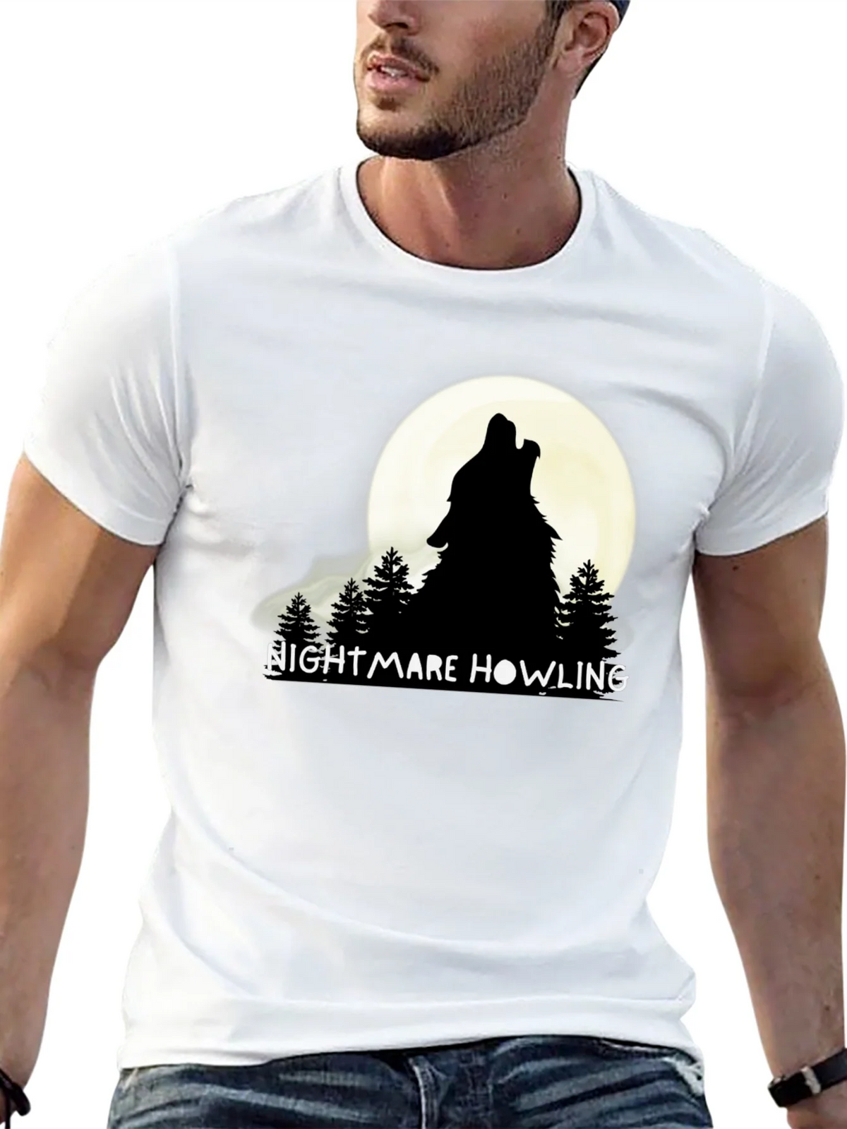 Nightmare Howling Wolf Graphic T-Shirt product image 12