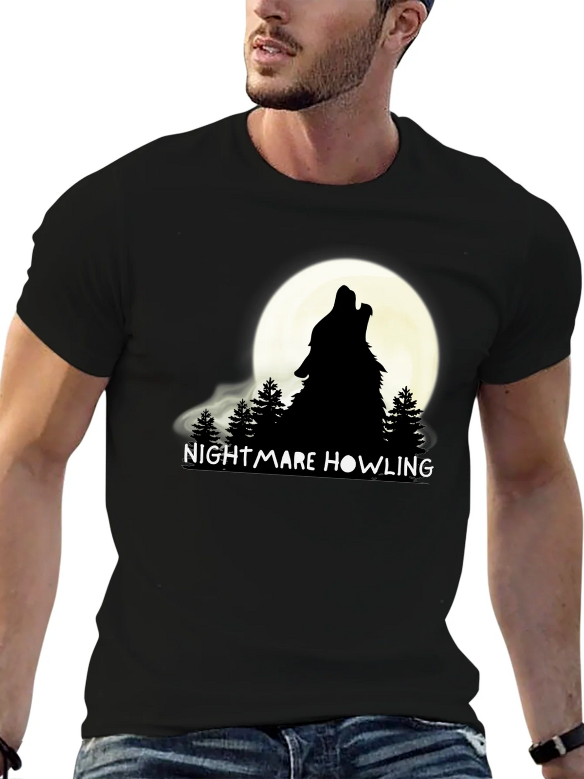 Nightmare Howling Wolf Graphic T-Shirt product image 6