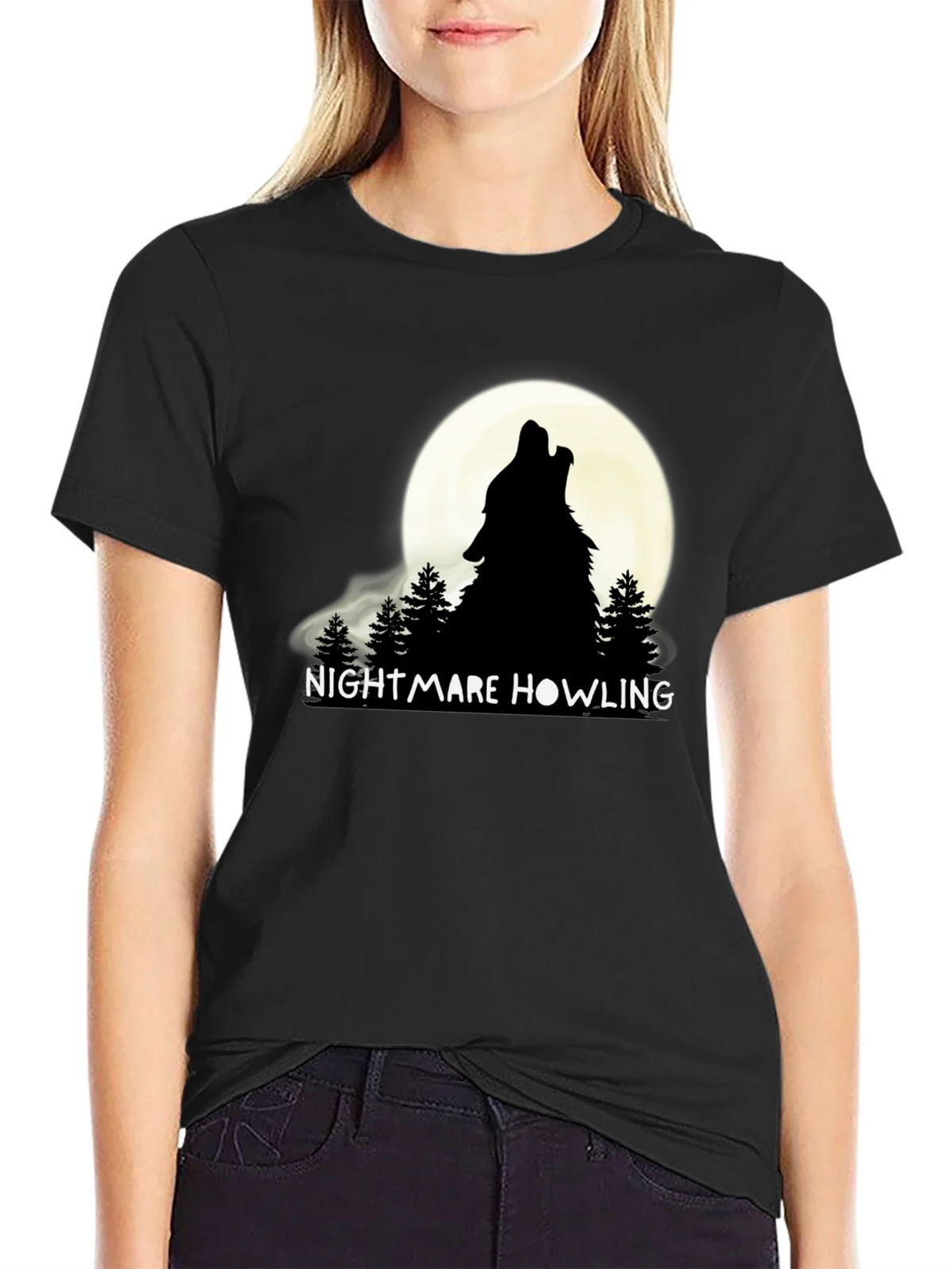 Nightmare Howling Wolf Graphic T-Shirt product image 2