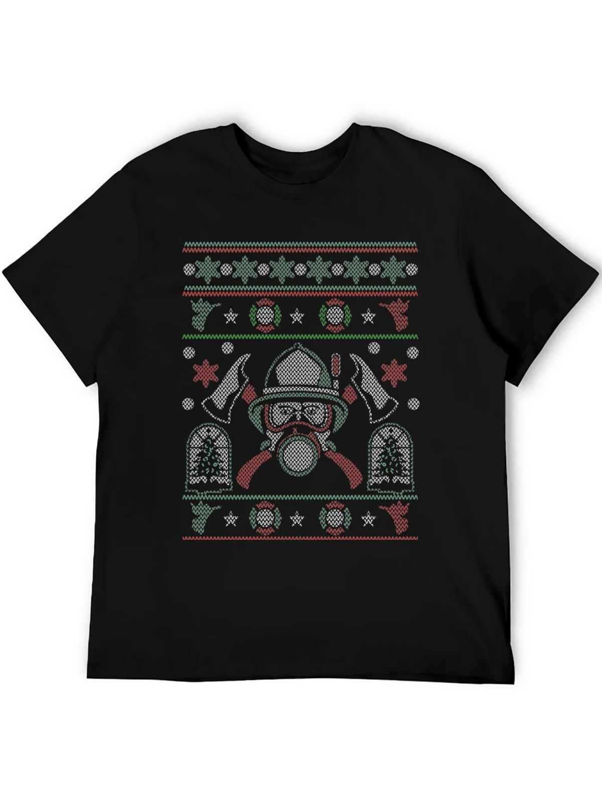 Firefighter Ugly Christmas Sweater T-Shirt product image 5