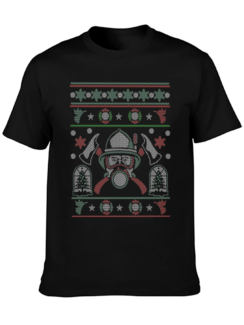 Firefighter Ugly Christmas Sweater T-Shirt product image 3