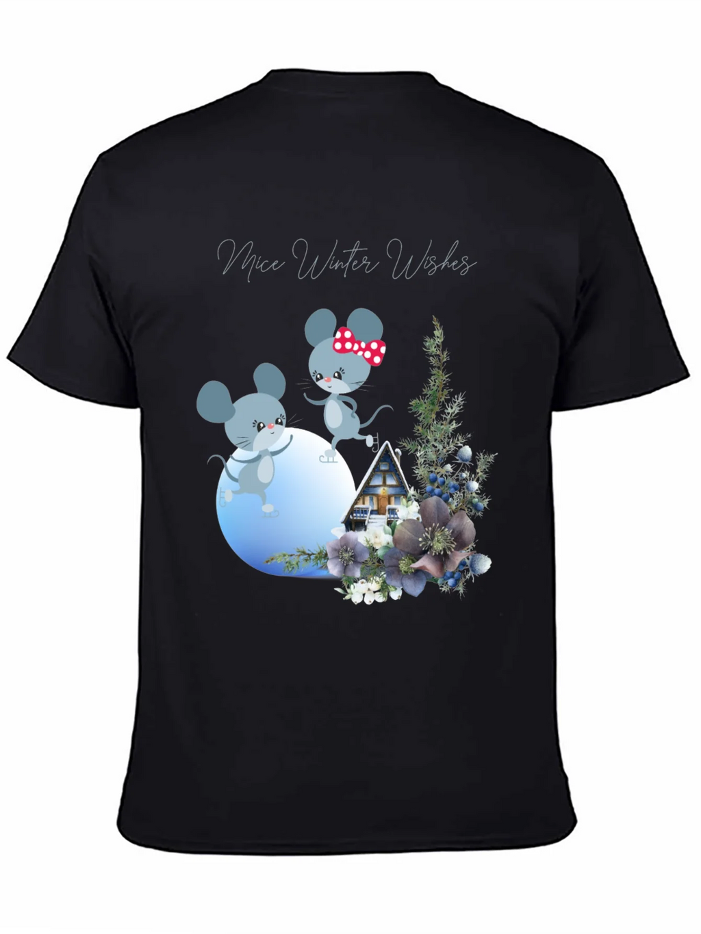 Mice Winter Wishes Black Graphic T-Shirt product image 4