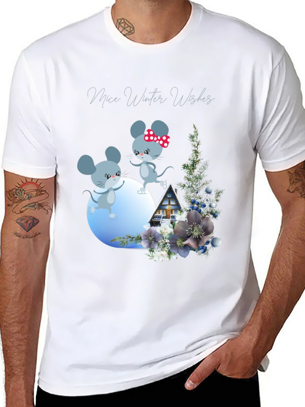 Mice Winter Wishes Black Graphic T-Shirt product image 7
