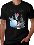 Mice Winter Wishes Black Graphic T-Shirt product image 1
