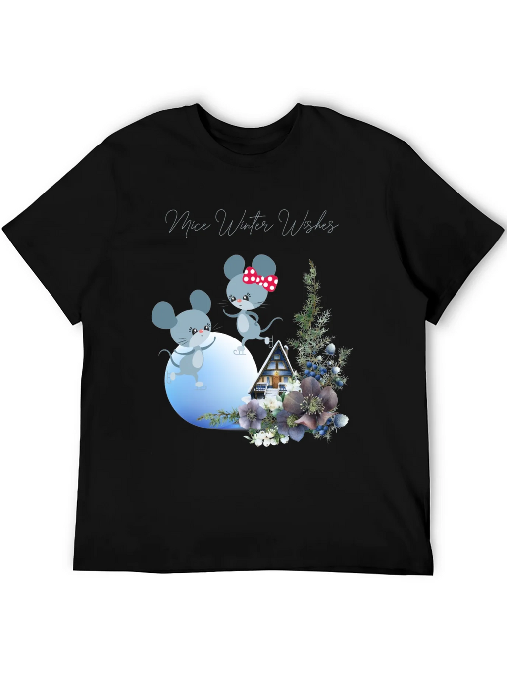 Mice Winter Wishes Black Graphic T-Shirt product image 5