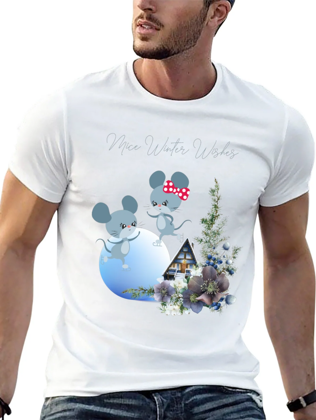 Mice Winter Wishes Black Graphic T-Shirt product image 12