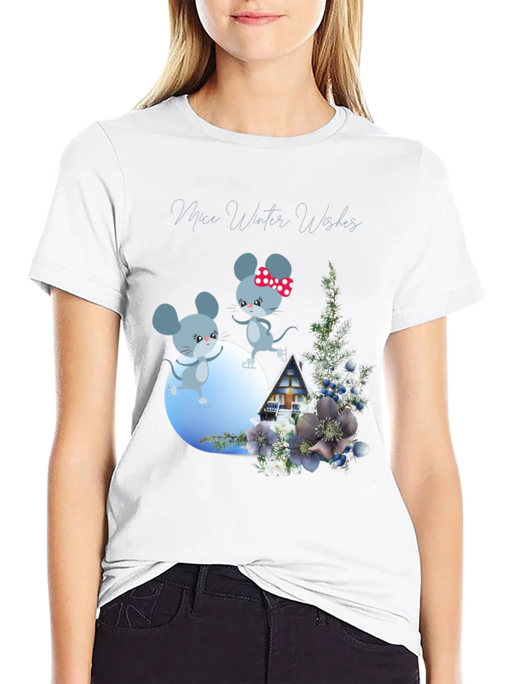 Mice Winter Wishes Black Graphic T-Shirt product image 8