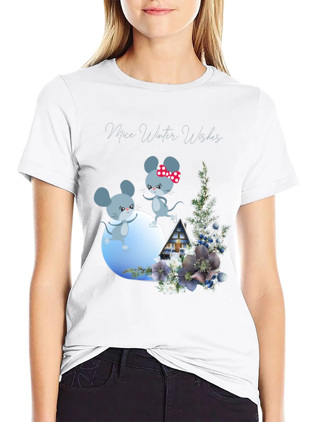 Mice Winter Wishes Black Graphic T-Shirt product image 8