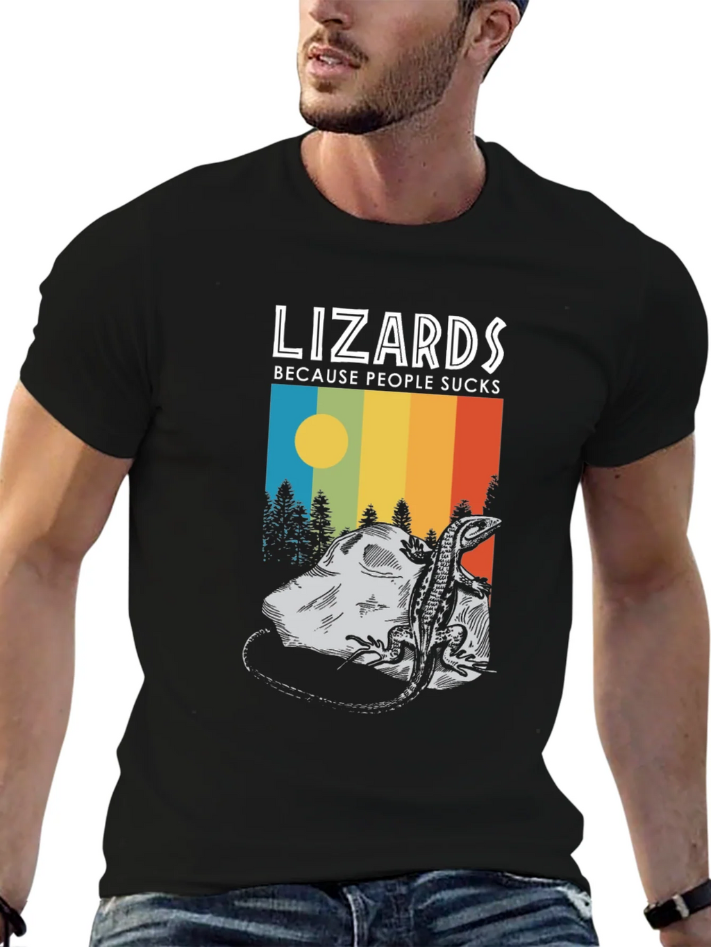 Lizards Because People Suck Black Graphic Tee product image 6