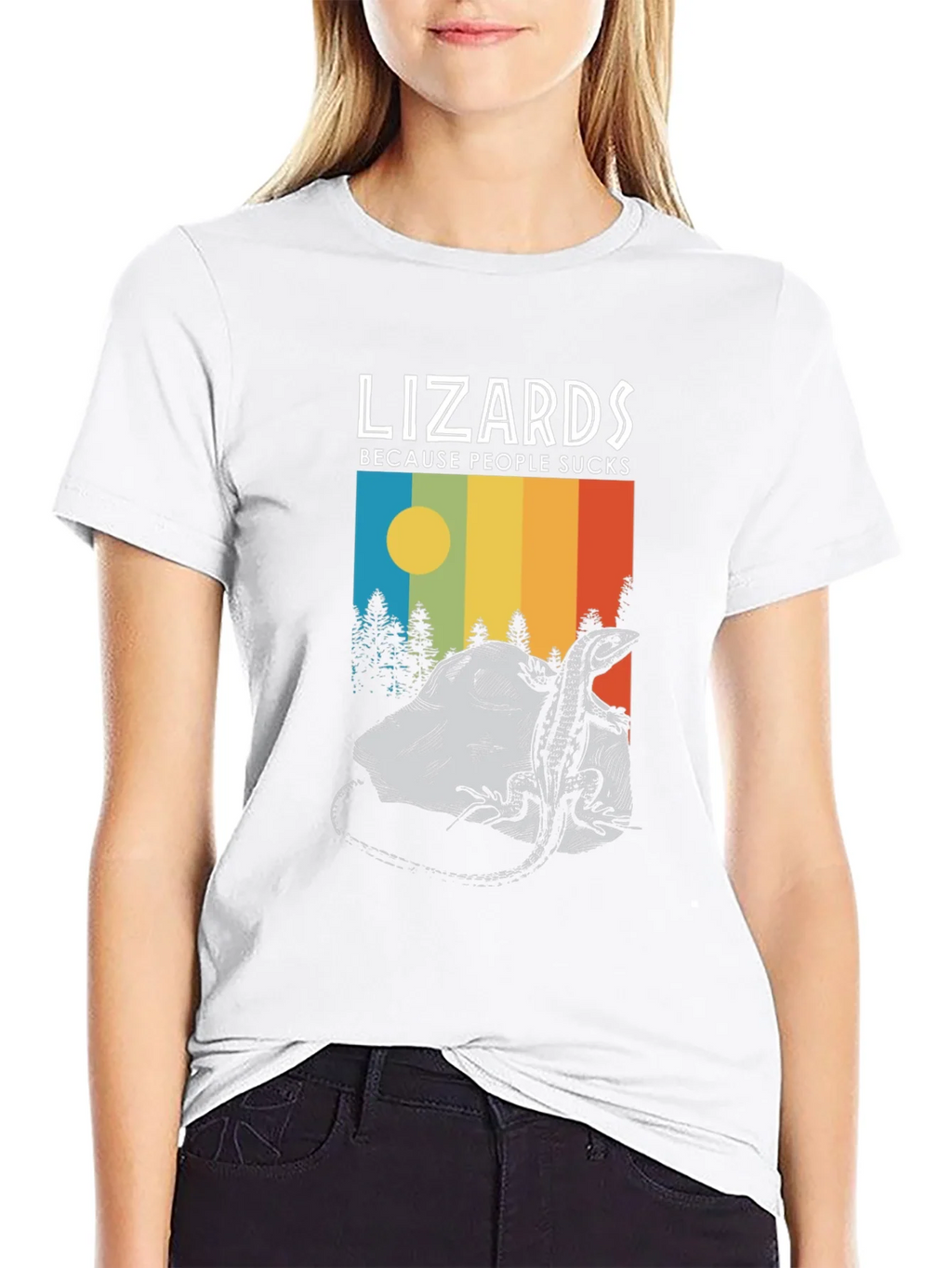 Lizards Because People Suck Black Graphic Tee product image 8