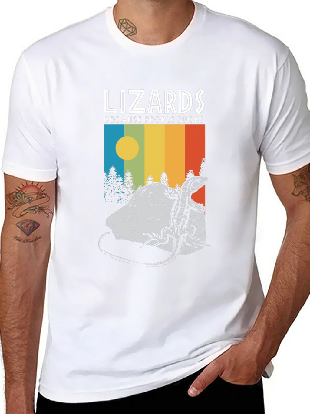 Lizards Because People Suck Black Graphic Tee product image 7