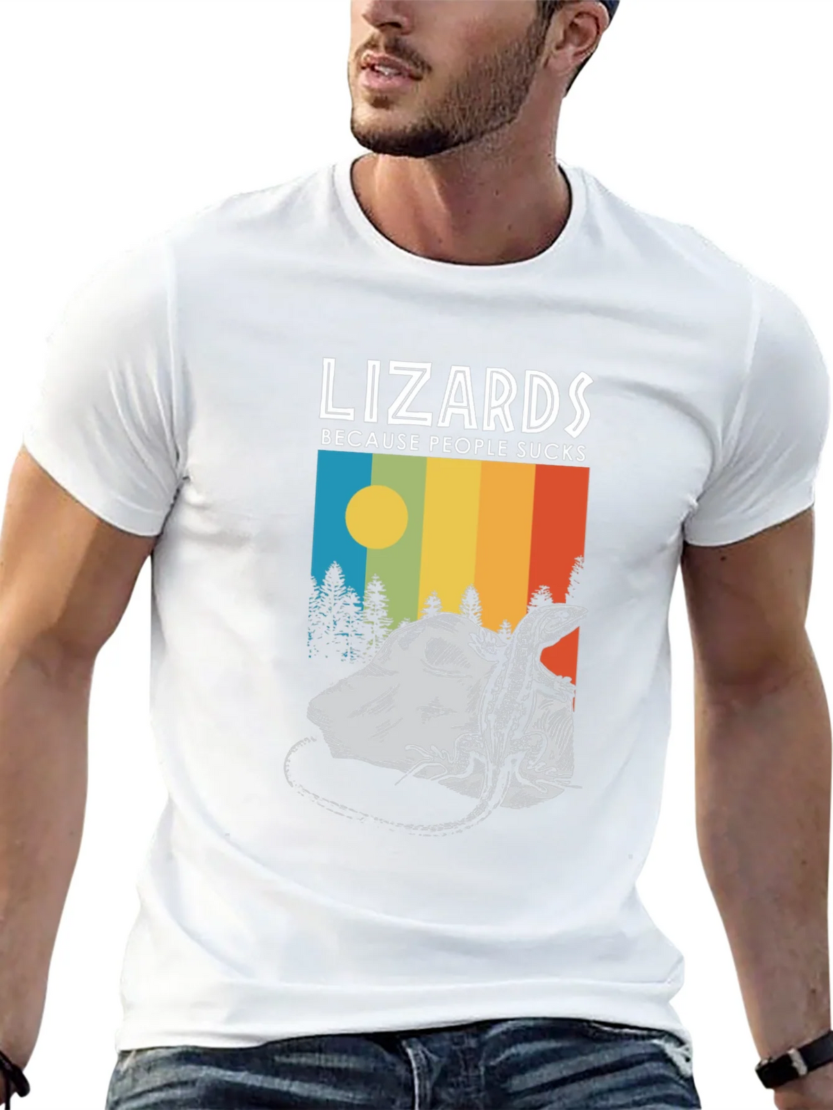 Lizards Because People Suck Black Graphic Tee product image 12
