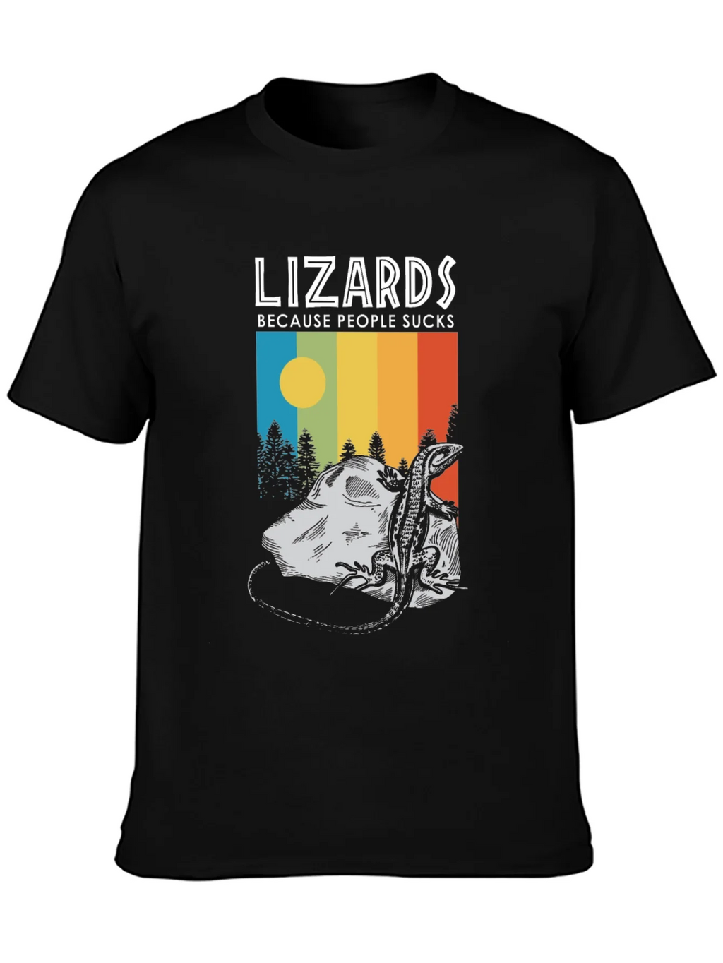 Lizards Because People Suck Black Graphic Tee product image 3