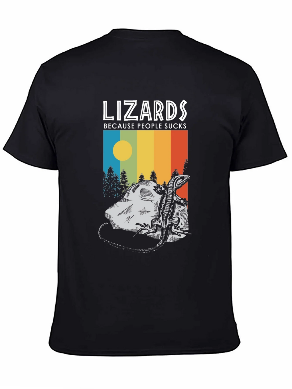 Lizards Because People Suck Black Graphic Tee product image 4