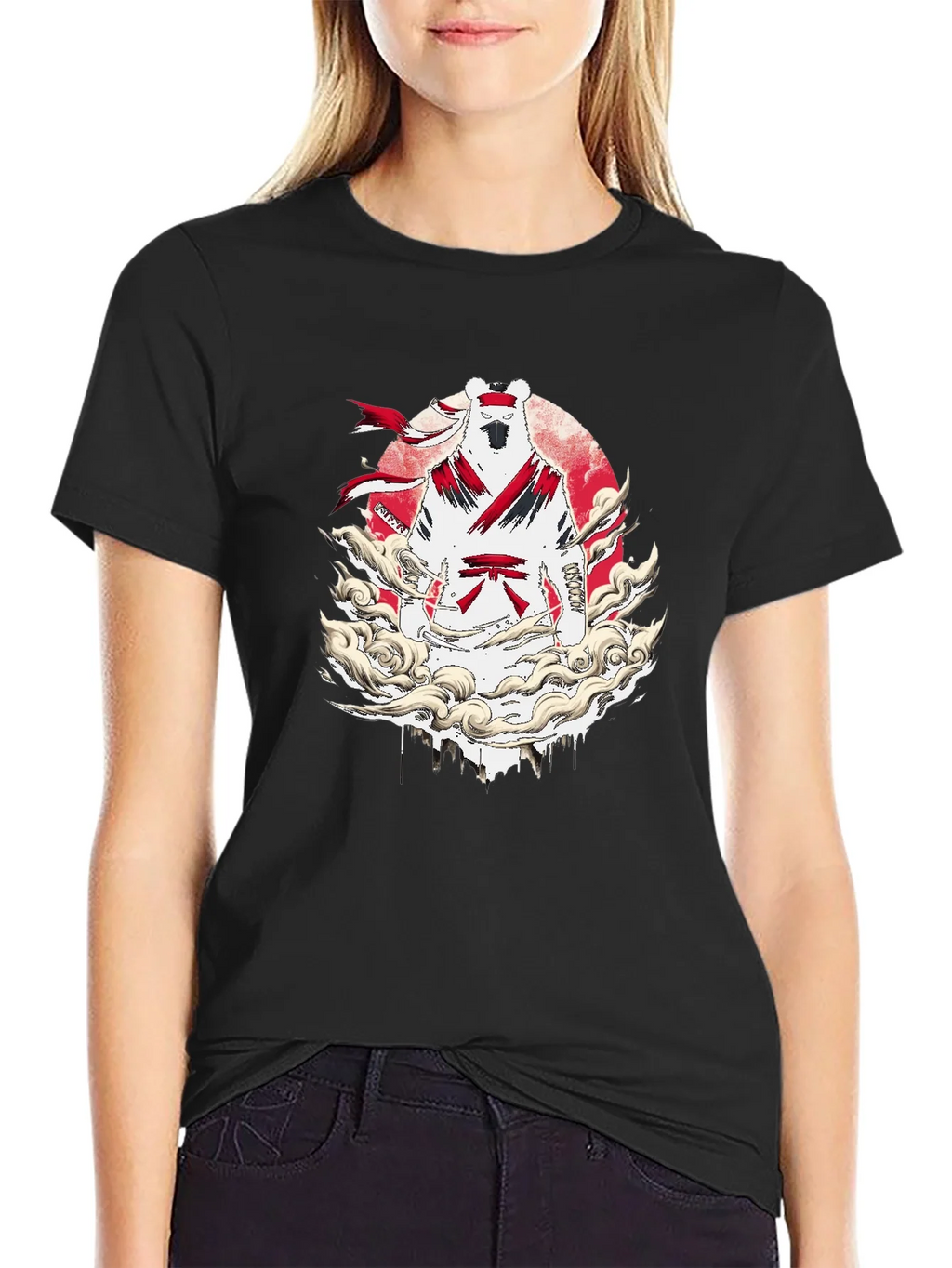 Martial Arts Bear Graphic T-Shirt - Black product image 2