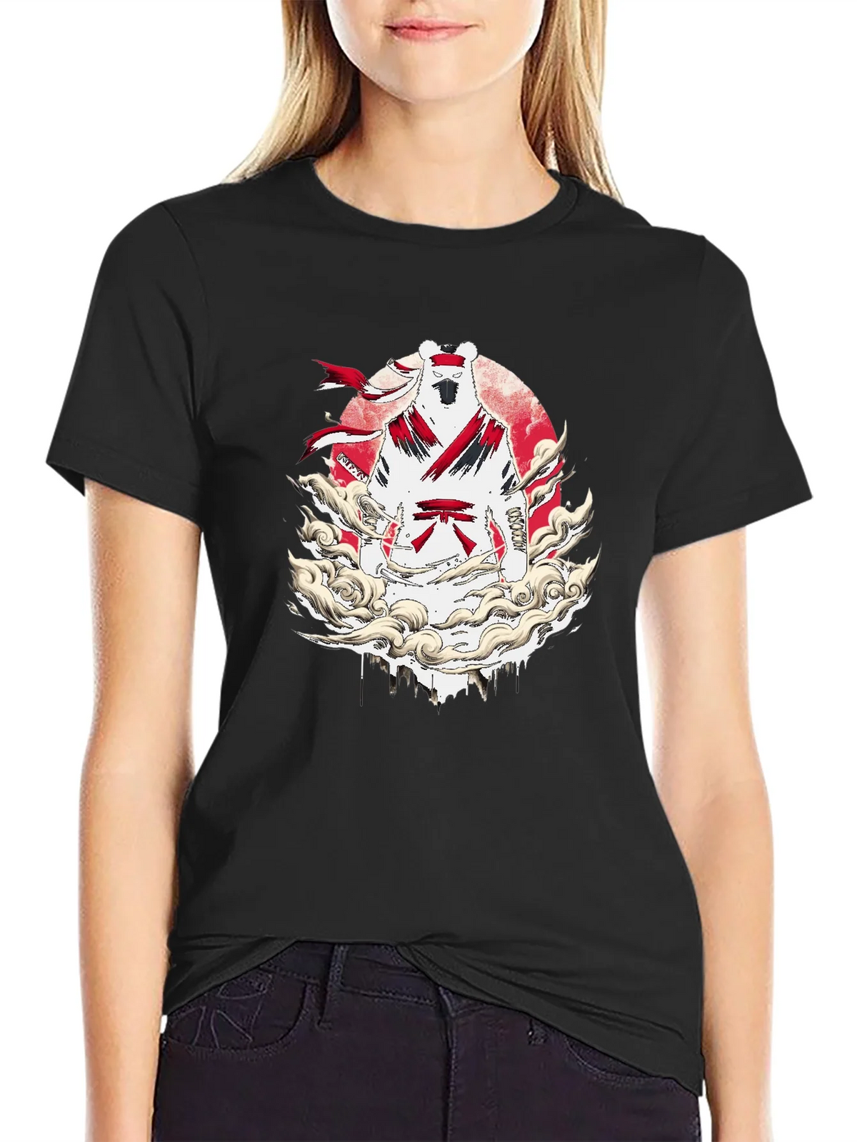 Martial Arts Bear Graphic T-Shirt - Black product image 2
