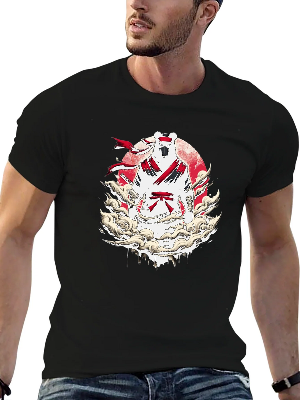 Martial Arts Bear Graphic T-Shirt - Black product image 6