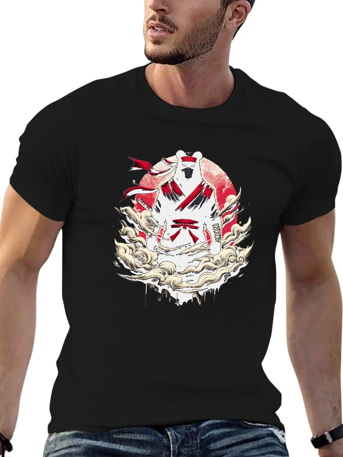 Martial Arts Bear Graphic T-Shirt - Black product image 6