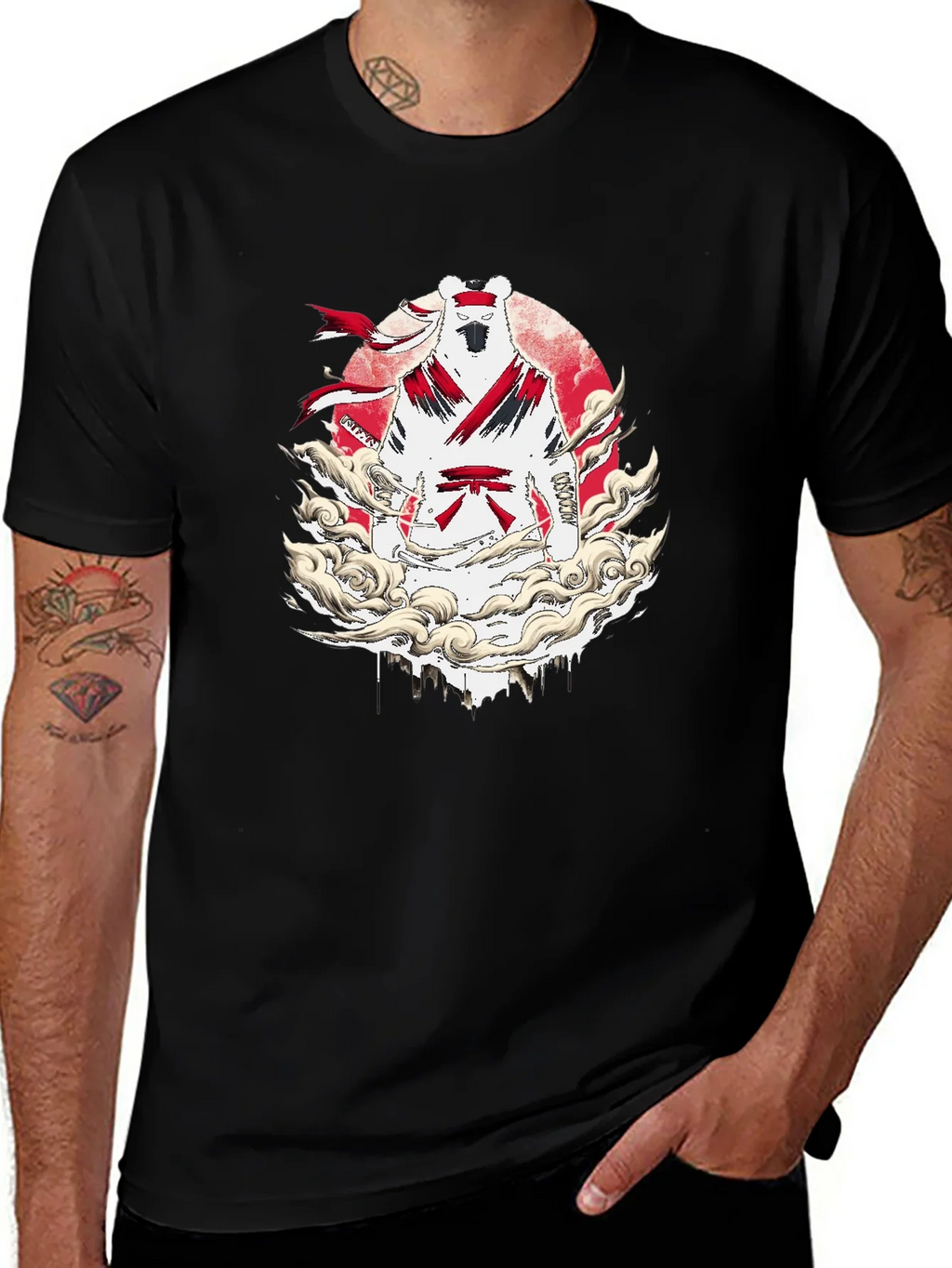 Martial Arts Bear Graphic T-Shirt - Black product image 1