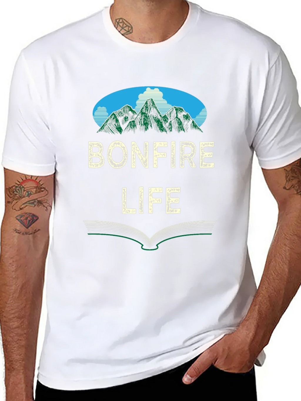 Bonfire Life Graphic T-Shirt - Mountain Scene Design product image 7