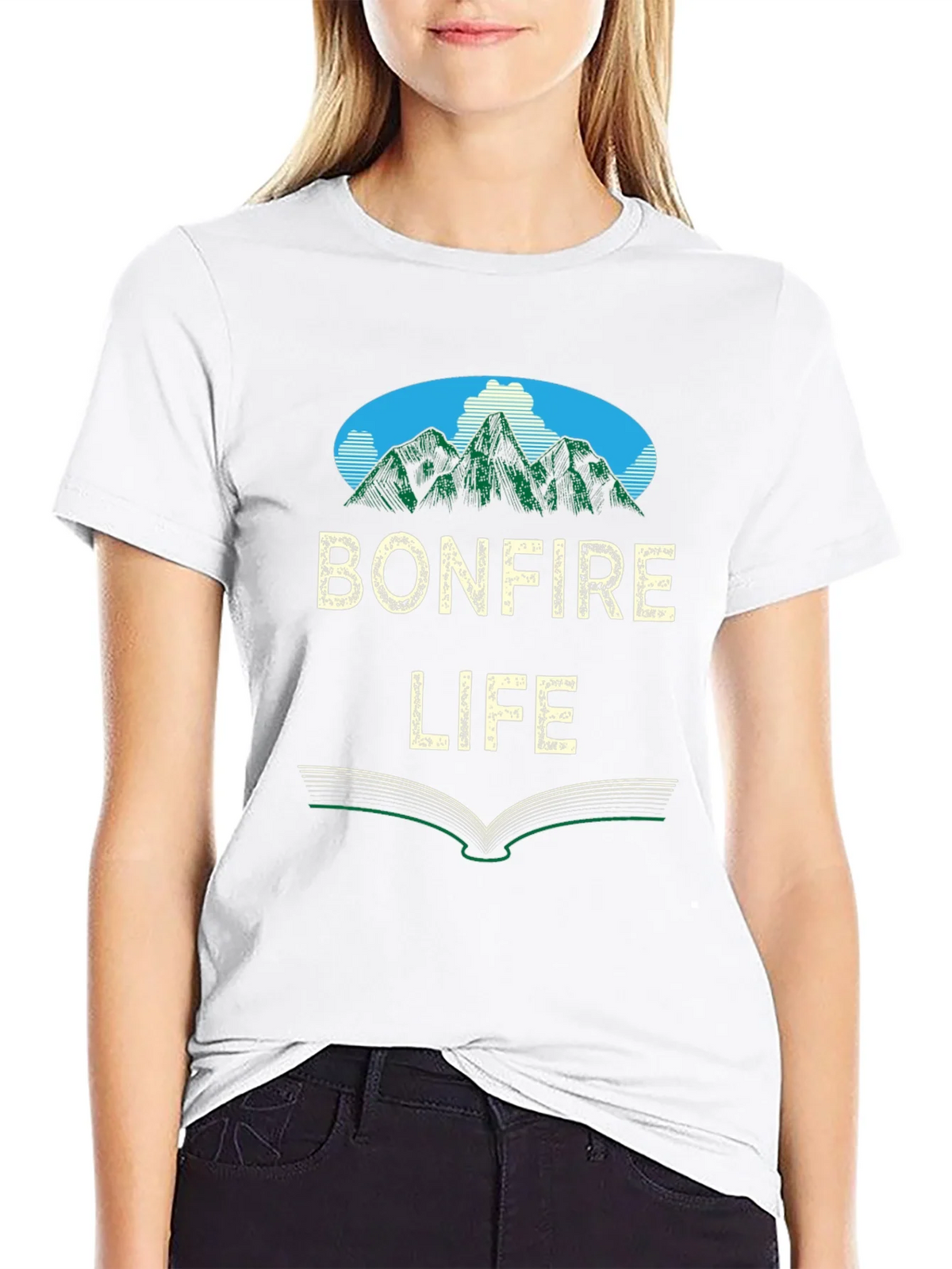 Bonfire Life Graphic T-Shirt - Mountain Scene Design product image 8